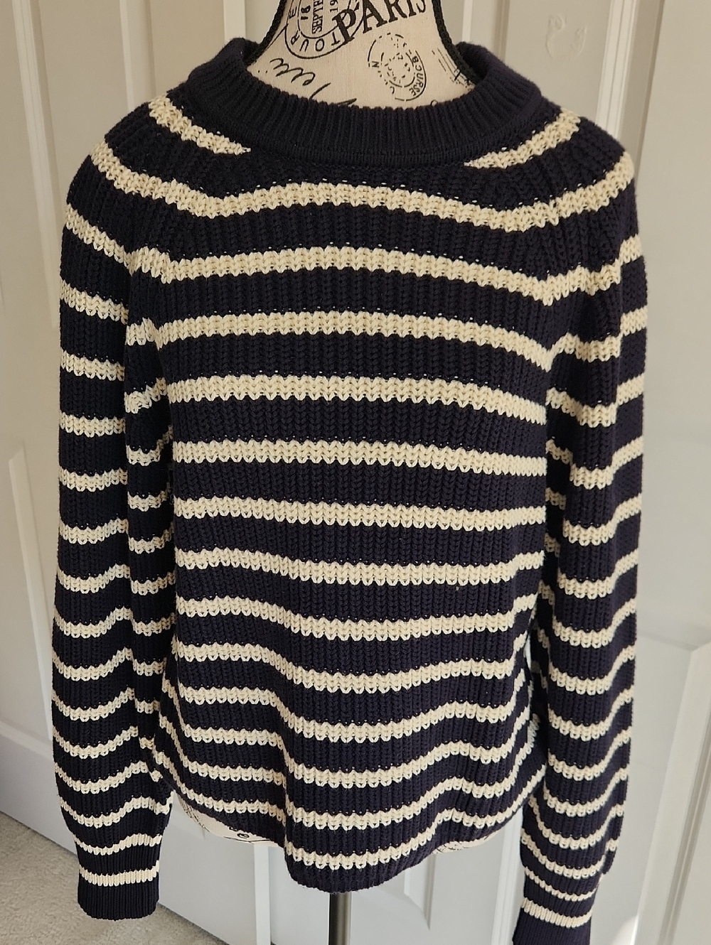 NWT Alex Mill Amalie Navy Stripe Sweater SZ S Cashmere Cotton Blend